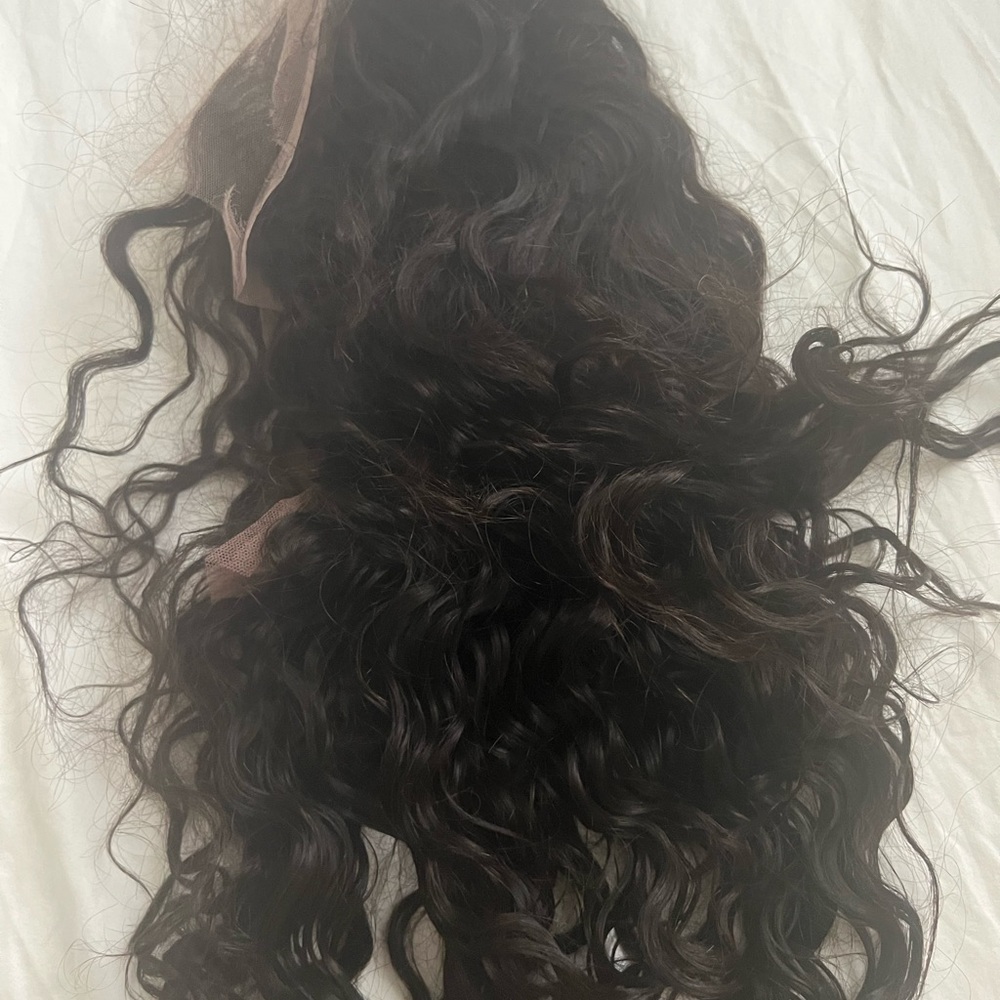 Lace front real hair wig-dark brown wavy curl